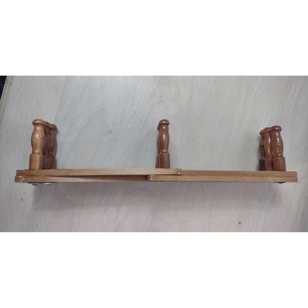 Vintage Wood Accordion Folding Peg Rack 10 Hook Expandable Wall Mug Hat Jewelry